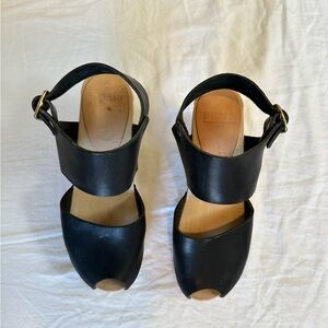 BRYR | Women’s clogs, Miranda peep toe, black size 35